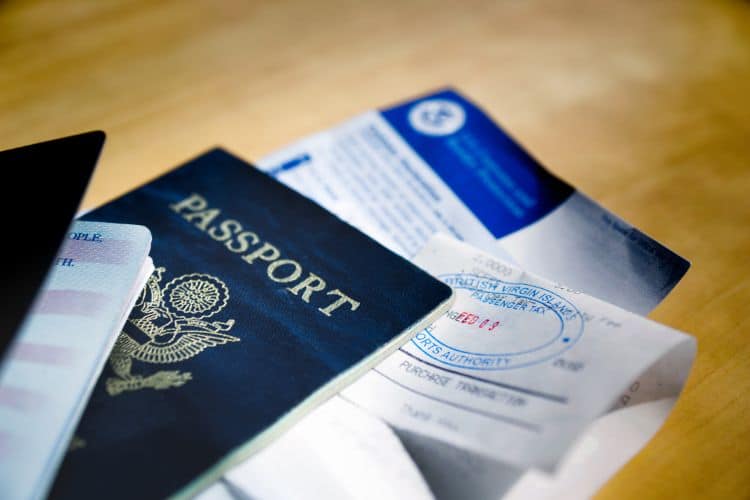 Passports and Visa Documents on a Table